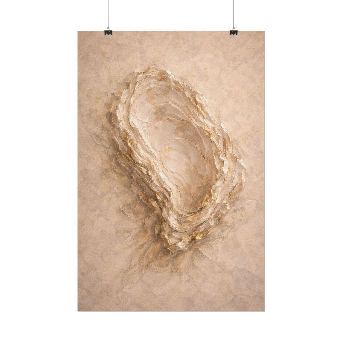 Abstract Oyster Shell Neutral Tones — Organic Beige Textured Wall Art