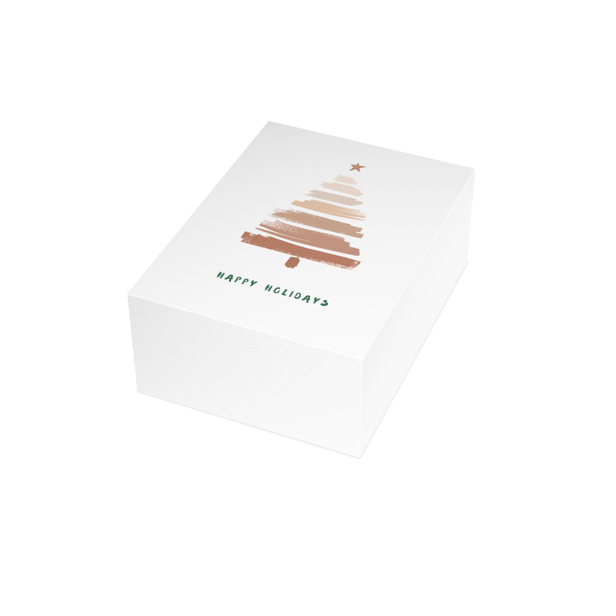 Minimal Brushstroke Christmas Tree Greeting Card — "Happy Holidays" (Multipack)