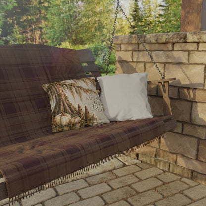 Autumn on the Bayou Outdoor Pillow — Fall Pumpkin &amp; Cypress Coastal Porch Decor