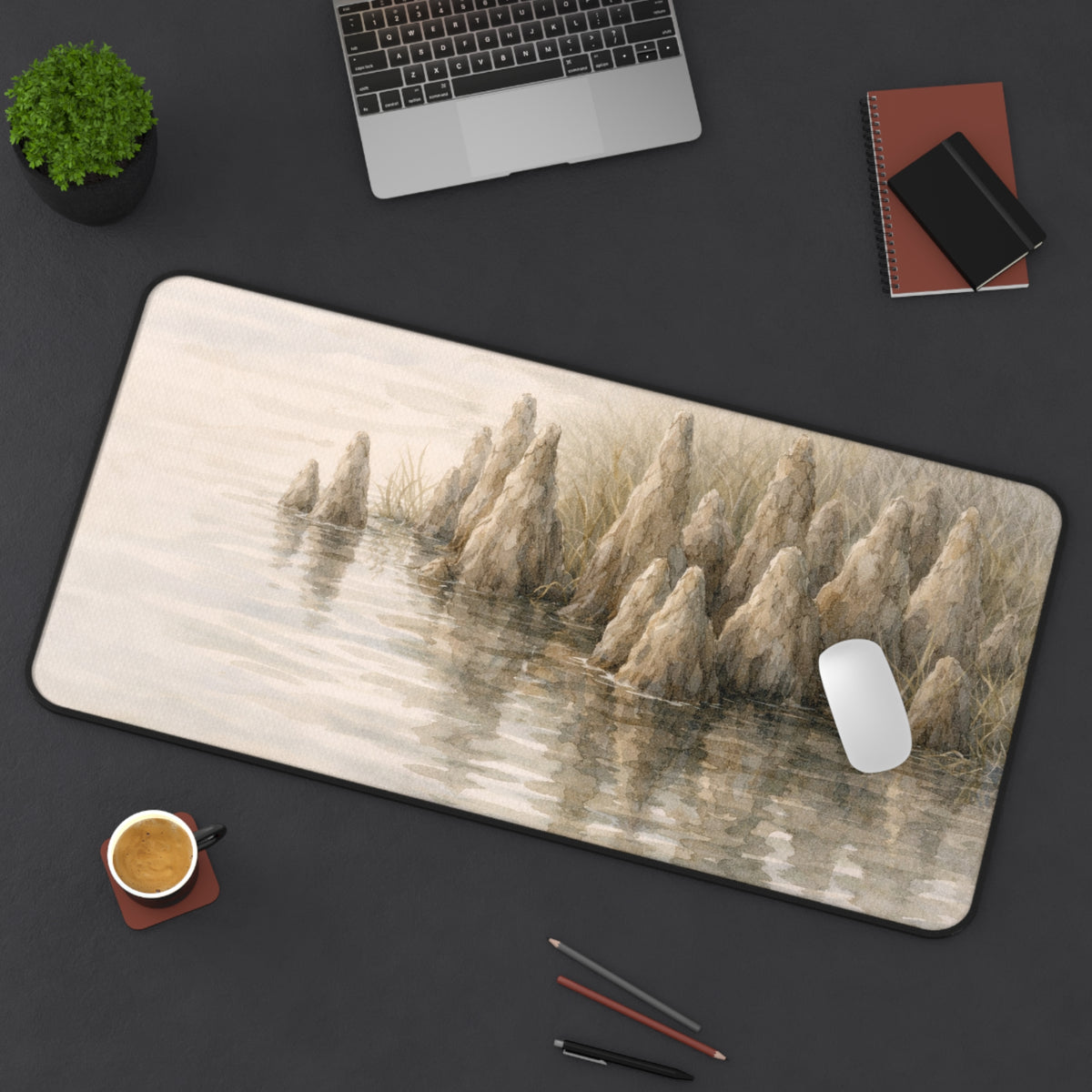 Serene Cypress Knees Desk Mat