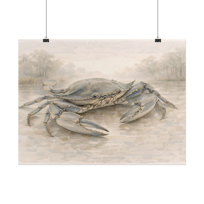 Blue Crab Illustration Rolled Poster