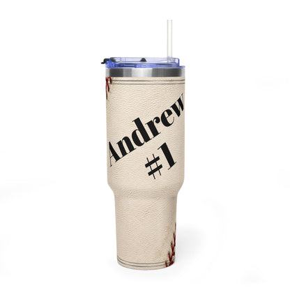 Personalized Baseball Tumbler – 40 oz Name &amp; Number Travel Cup