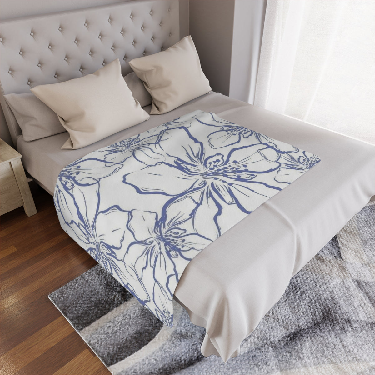 Floral Minky Blanket – Soft Cozy Throw for Home Decor, Baby Shower G