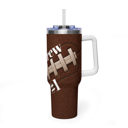 Personalized Football Tumbler – 40 oz Name &amp; Number Travel Cup