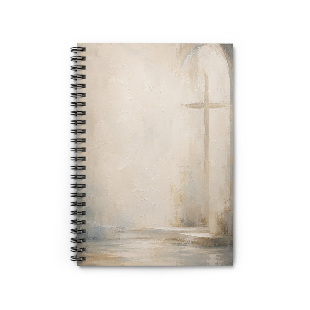 Faith Journal Notebook – Soft Watercolor Cross Spiral Ruled Notebook