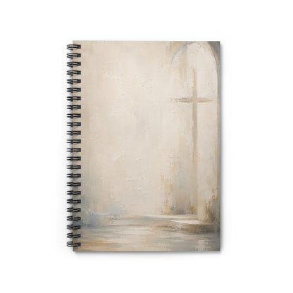Faith Journal Notebook – Soft Watercolor Cross Spiral Ruled Notebook