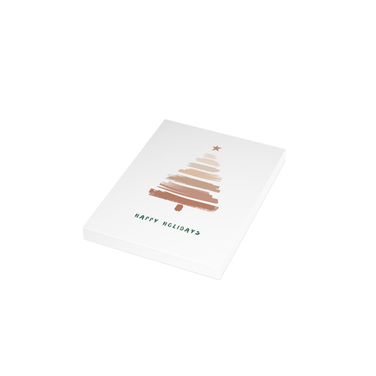 Minimal Brushstroke Christmas Tree Greeting Card — "Happy Holidays" (Multipack)