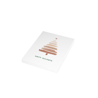 Minimal Brushstroke Christmas Tree Greeting Card — "Happy Holidays" (Multipack)
