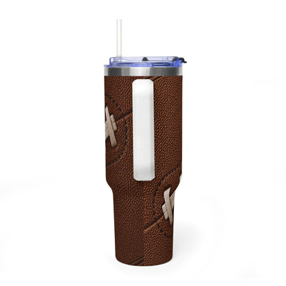 Personalized Football Tumbler – 40 oz Name &amp; Number Travel Cup