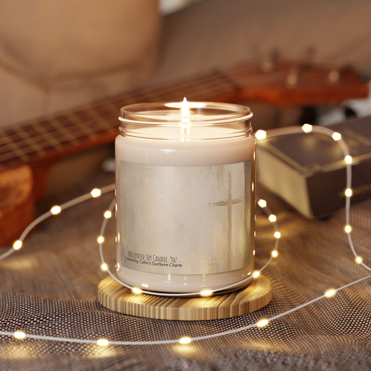 Soy Candle 9oz — Subtle Cross Faith Scented Candle (Inspirational Home Gift)