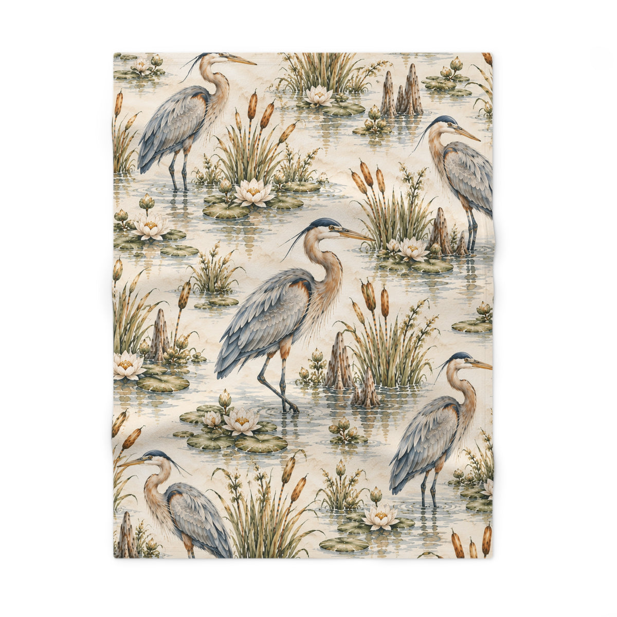Heron Wetland Baby Blanket | 30" × 40" Southern Nature Fleece Blanket