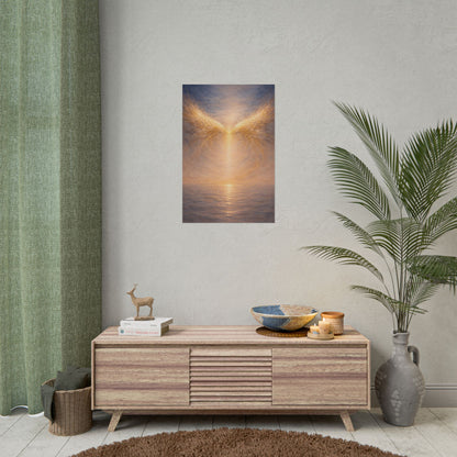 Angel Wings Sunset Poster  Spiritual Wall Art Rolled Poster