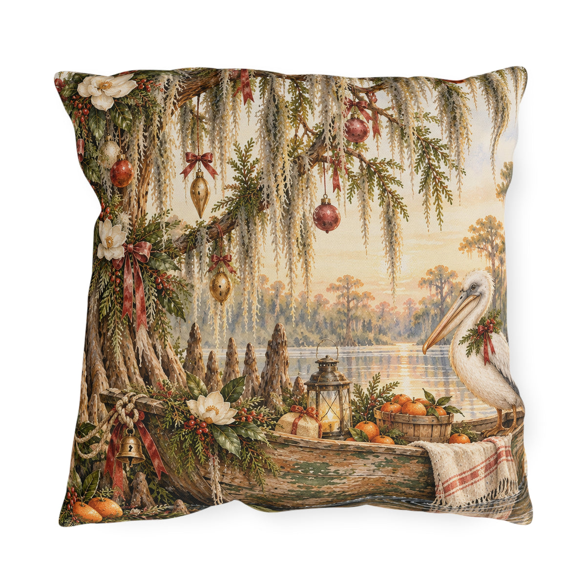 Christmas on the Bayou Holiday Pillow — Southern Bayou Christmas Decor