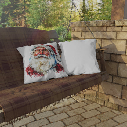 Santa Claus Holiday Outdoor Pillow — Festive Watercolor Santa Throw Cushion
