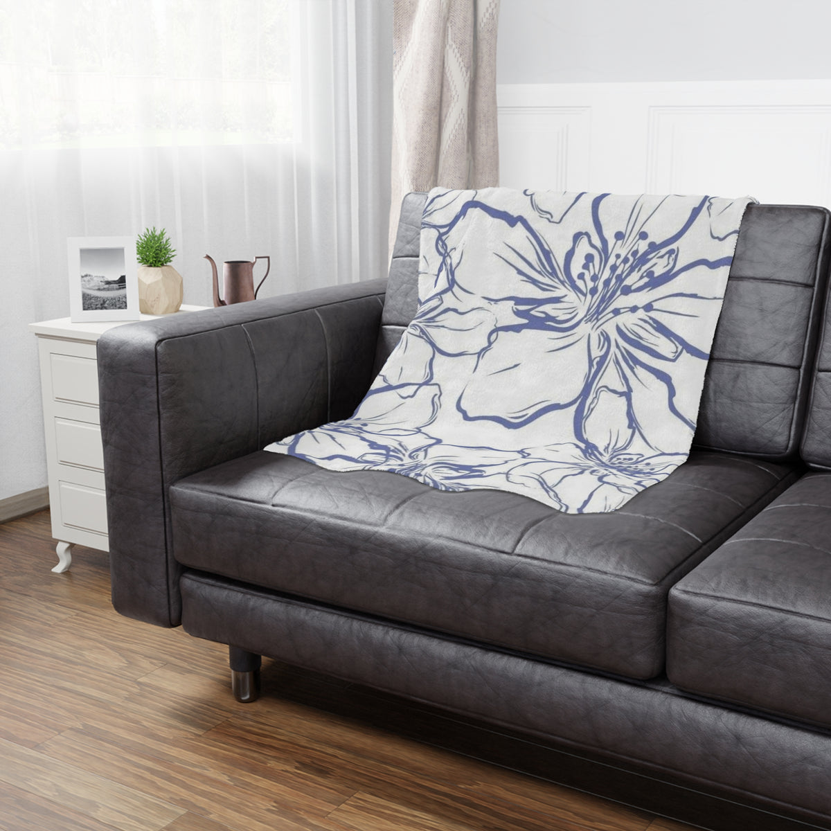 Floral Minky Blanket – Soft Cozy Throw for Home Decor, Baby Shower G