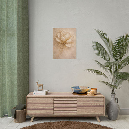 Neutral Gold Floral Poster Rolled Art Print for Living R Bedroom Decor