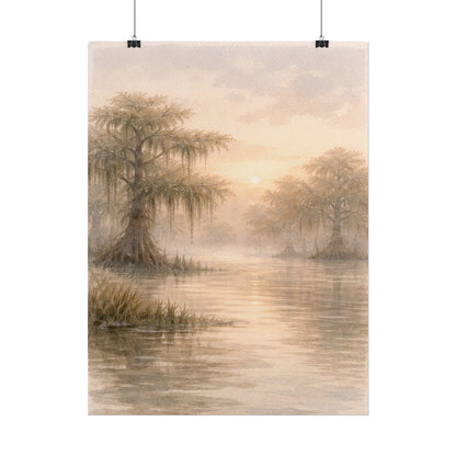 Misty Cypress Swamp Rolled Poster