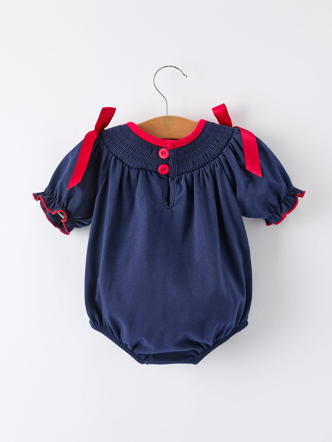 Baby Girl Christmas Romper | Navy Santa Sleigh