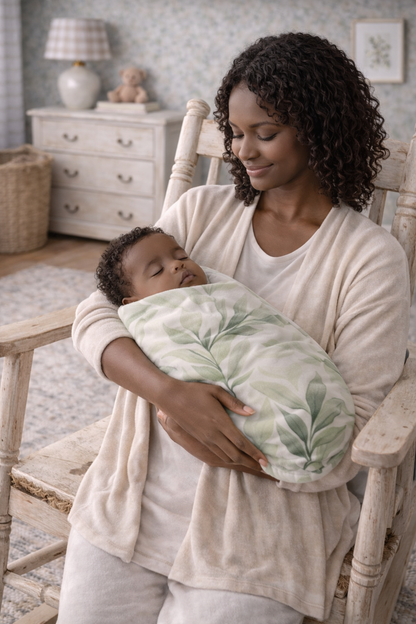 Green Leafy Baby Blanket