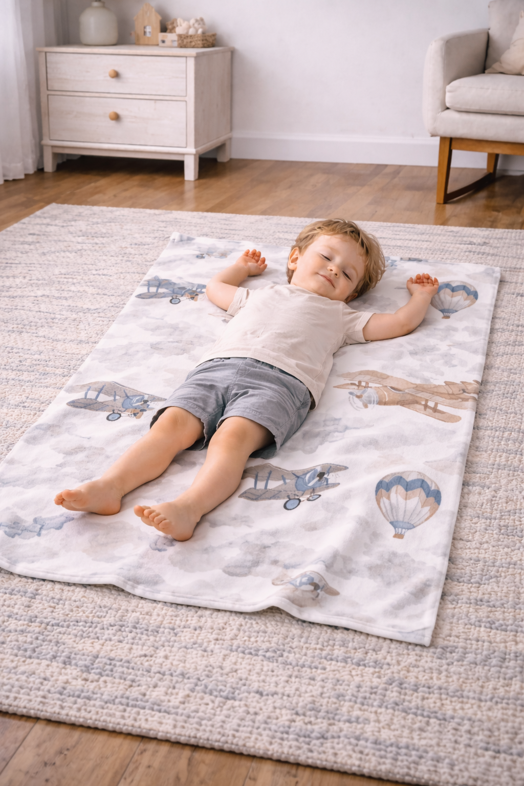 Airplane &amp; Hot Air Balloon Baby Blanket