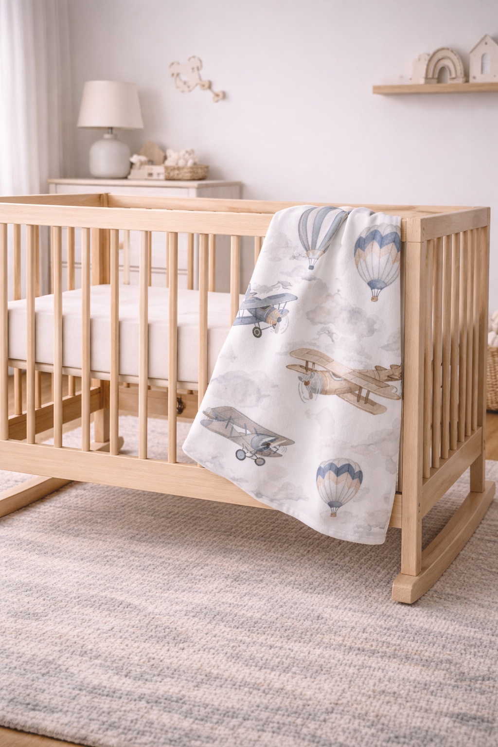 Airplane &amp; Hot Air Balloon Baby Blanket