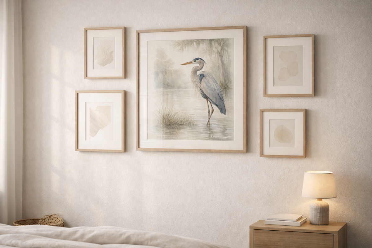 Great Blue Heron Watercolor Art – Coastal Bird Wall Décor