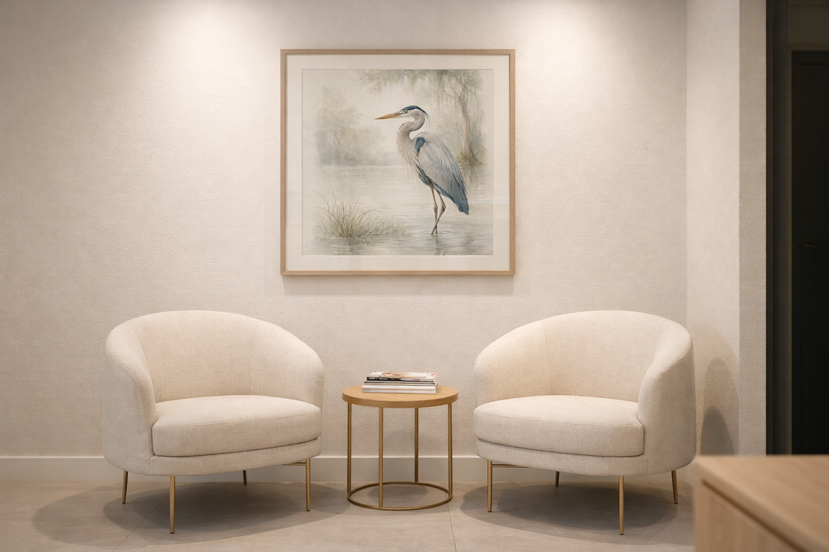 Great Blue Heron Watercolor Art – Coastal Bird Wall Décor