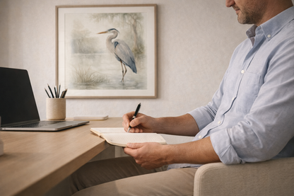 Great Blue Heron Watercolor Art – Coastal Bird Wall Décor