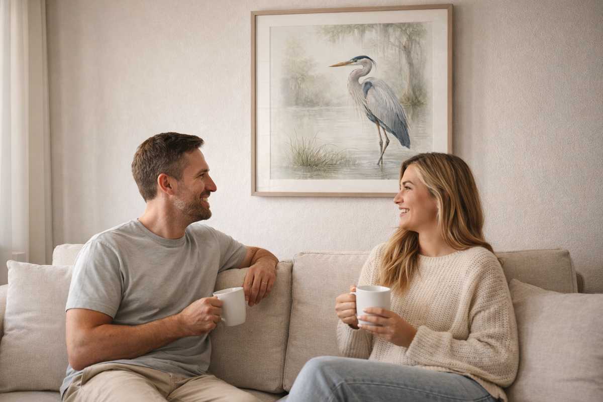Great Blue Heron Watercolor Art – Coastal Bird Wall Décor