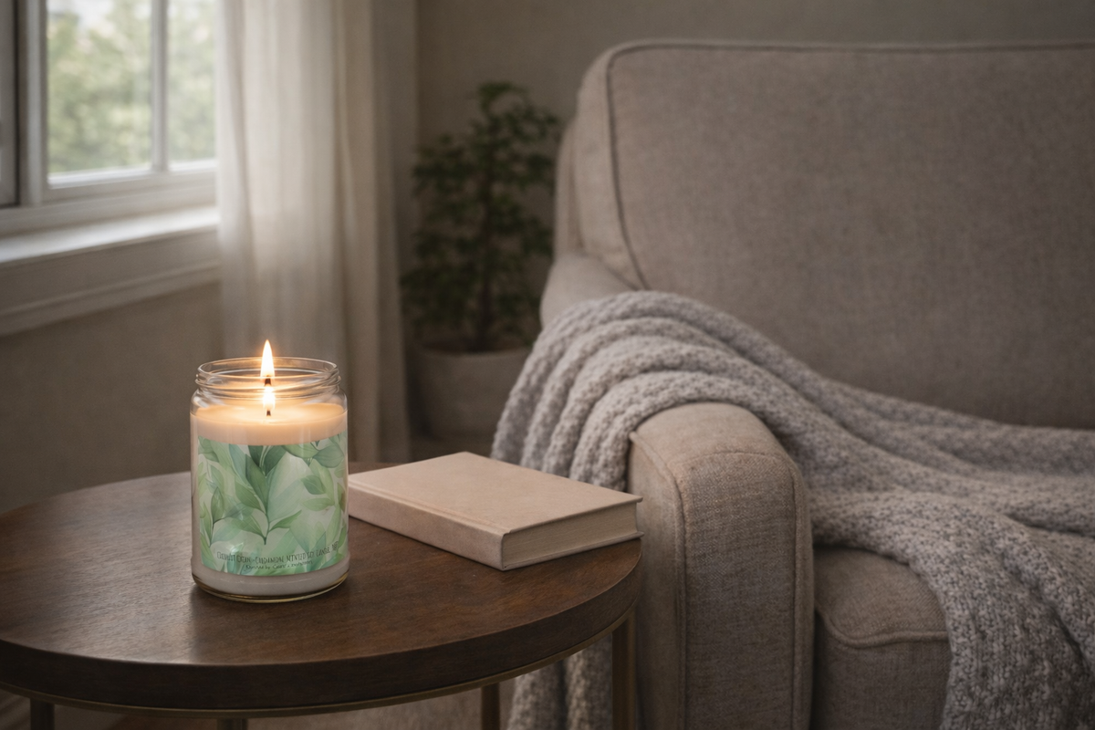 Soy Candle — Fresh Green Leaf Scented 9oz Jar