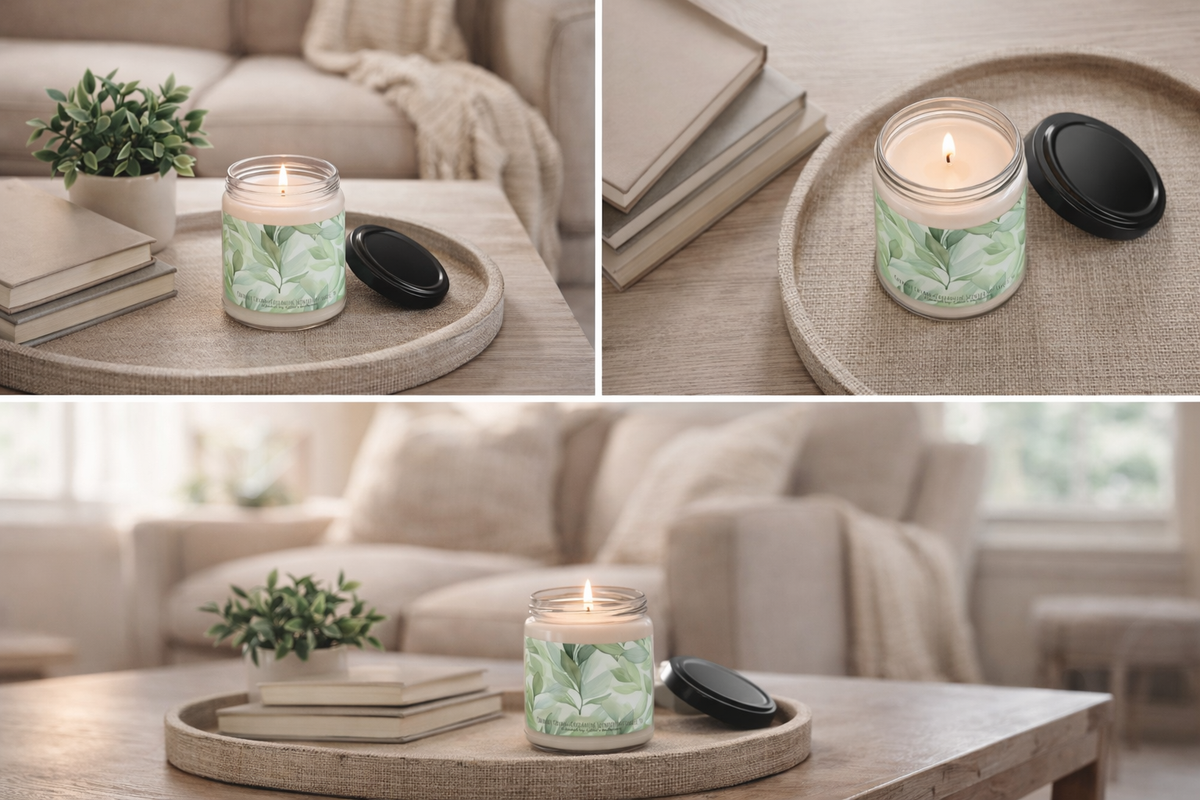 Soy Candle — Fresh Green Leaf Scented 9oz Jar