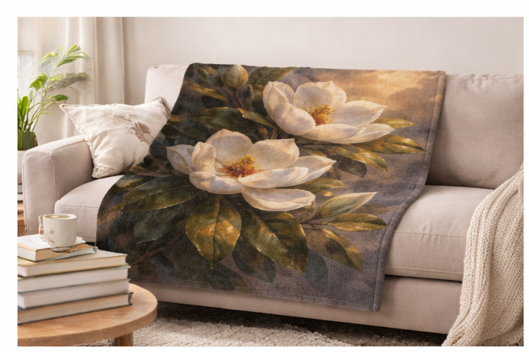 Magnolia Blossom Minky Blanket