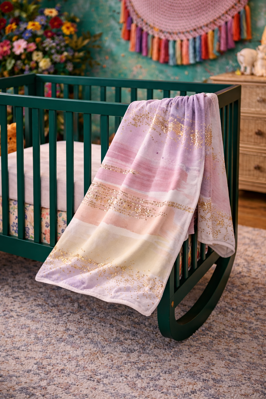 Meadow Ribbons Baby Fleece Blanket – Pastel Nursery Throw