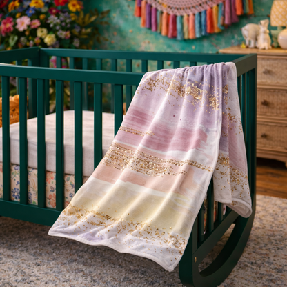 Meadow Ribbons Baby Fleece Blanket – Pastel Nursery Throw