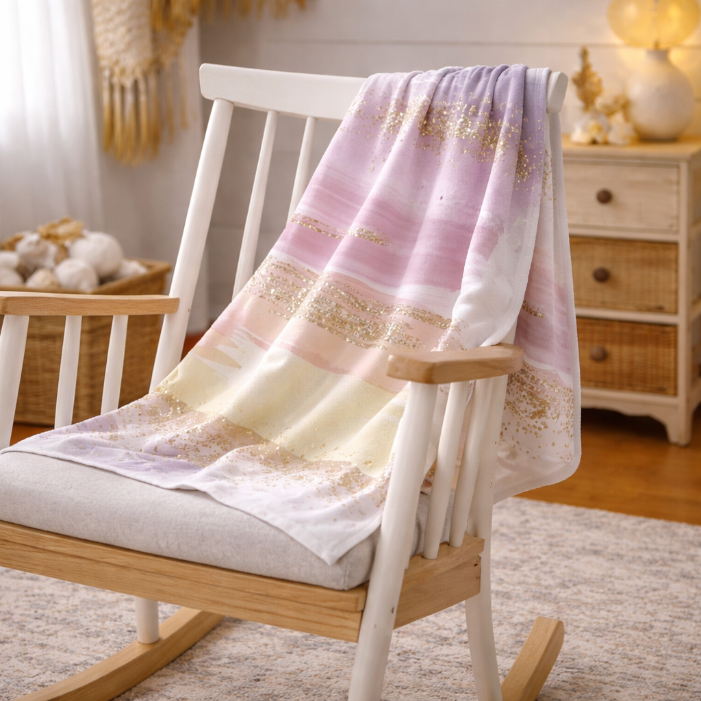 Meadow Ribbons Baby Fleece Blanket – Pastel Nursery Throw