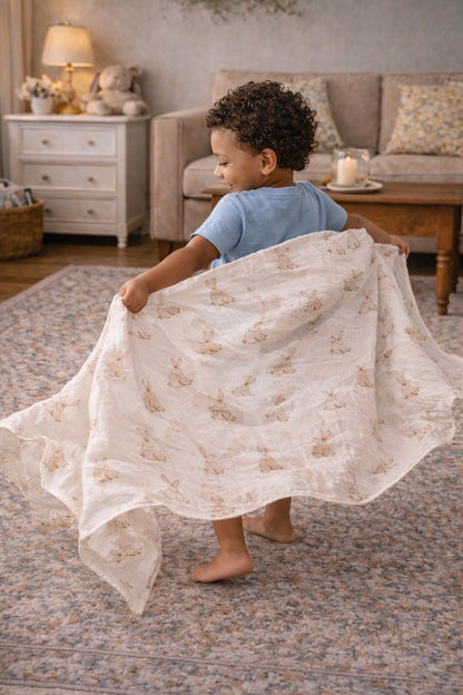 Bunny Fleece Baby Blanket – Soft Nursery Snuggle Throw
