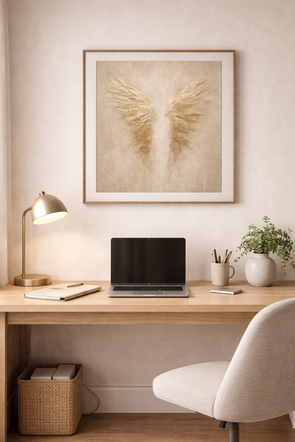 Angel Wings Gold Feather Poster