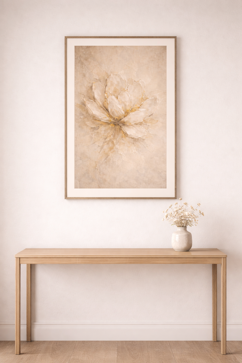 Neutral Gold Floral Poster Rolled Art Print for Living R Bedroom Decor
