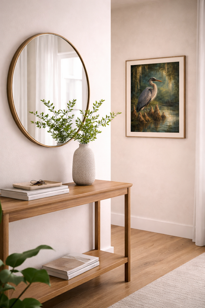 Heron in Cypress Swamp Poster