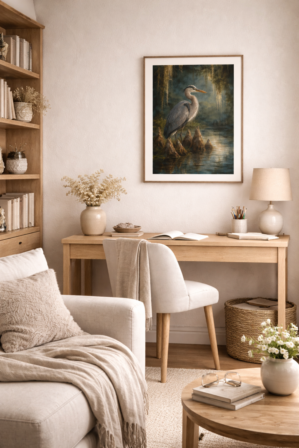 Heron in Cypress Swamp Poster