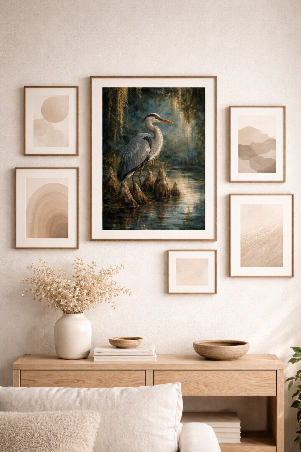 Heron in Cypress Swamp Poster