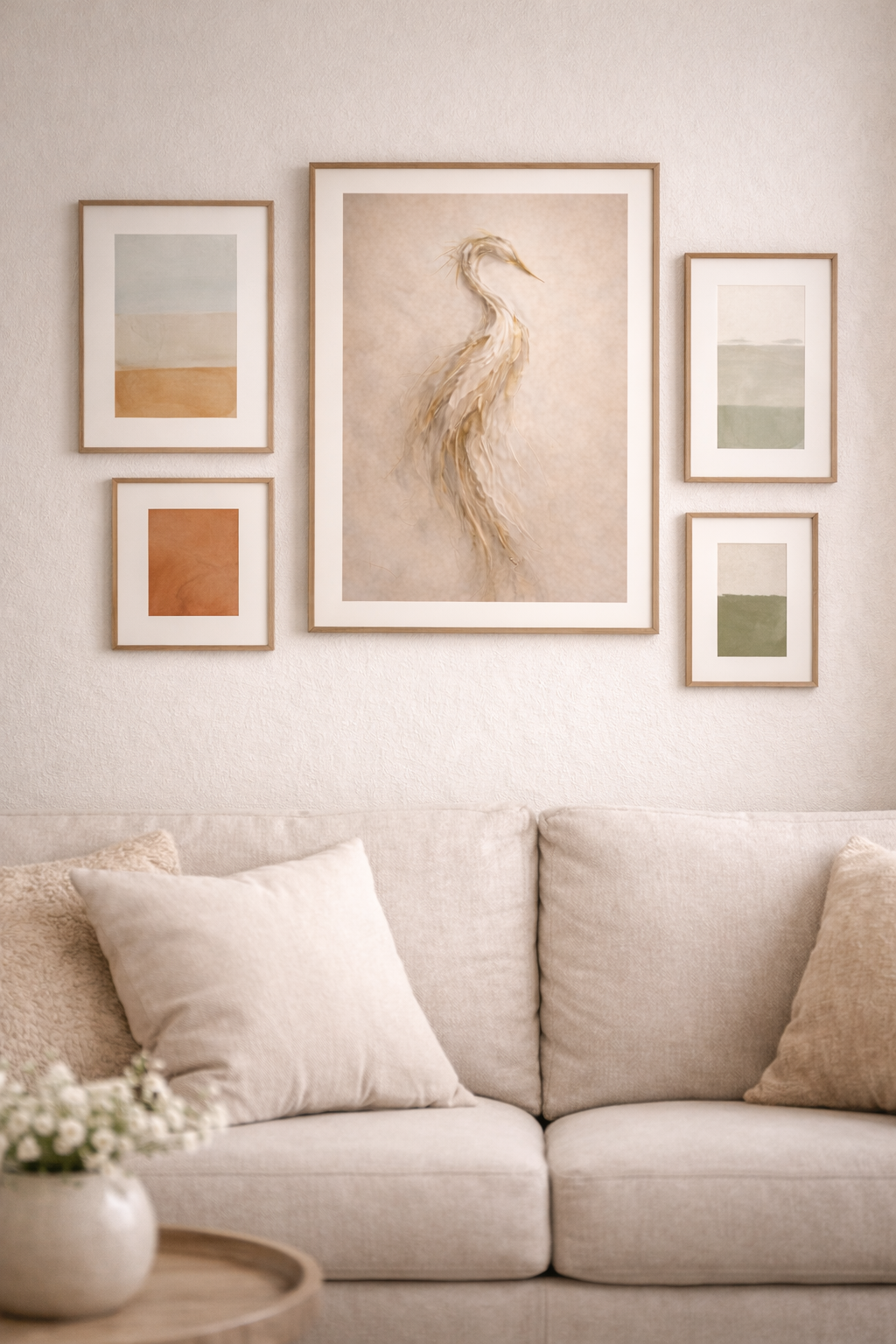 Heron Silhouette Poster – Neutral Coastal Wall Art Decor
