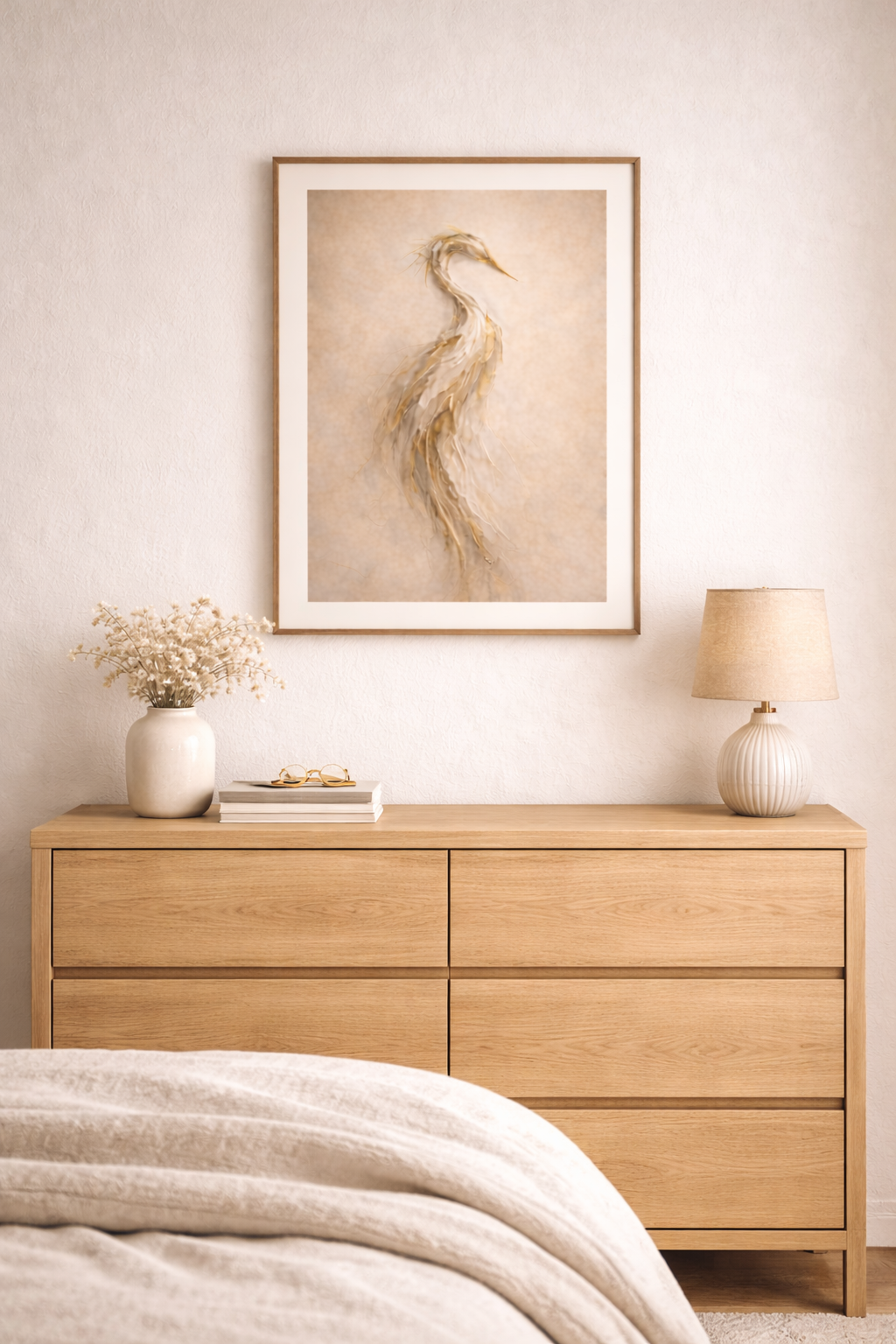 Heron Silhouette Poster – Neutral Coastal Wall Art Decor