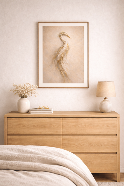Heron Silhouette Poster – Neutral Coastal Wall Art Decor