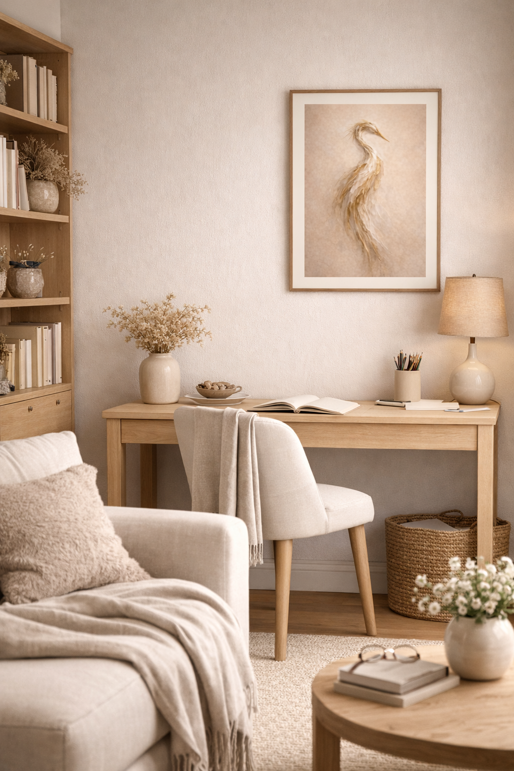 Heron Silhouette Poster – Neutral Coastal Wall Art Decor