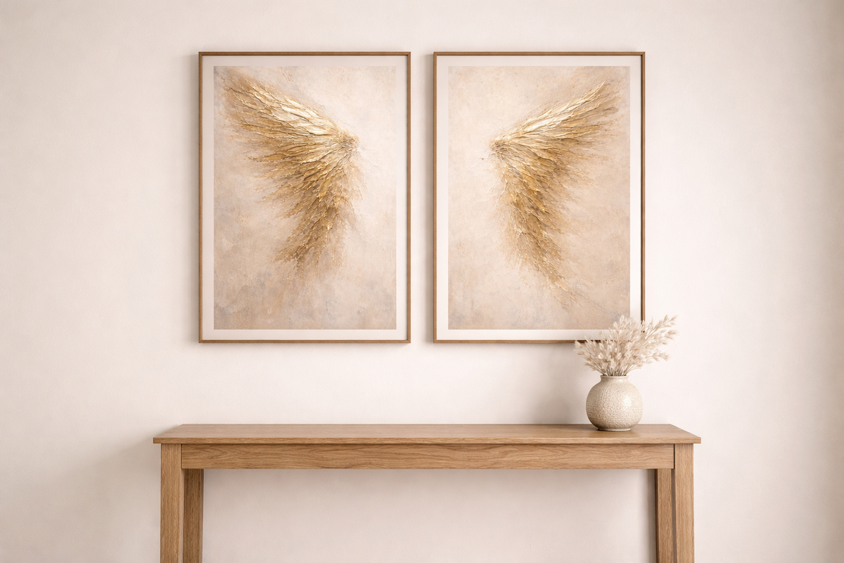 Southern Heirloom Golden Angel Wings Diptych Wall Art