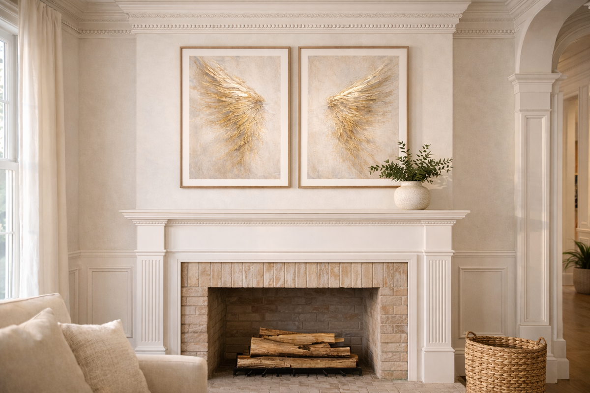 Southern Heirloom Golden Angel Wings Diptych Wall Art