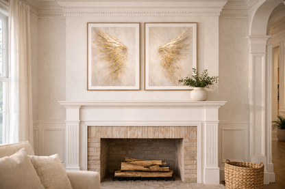 Southern Heirloom Golden Angel Wings Diptych Wall Art