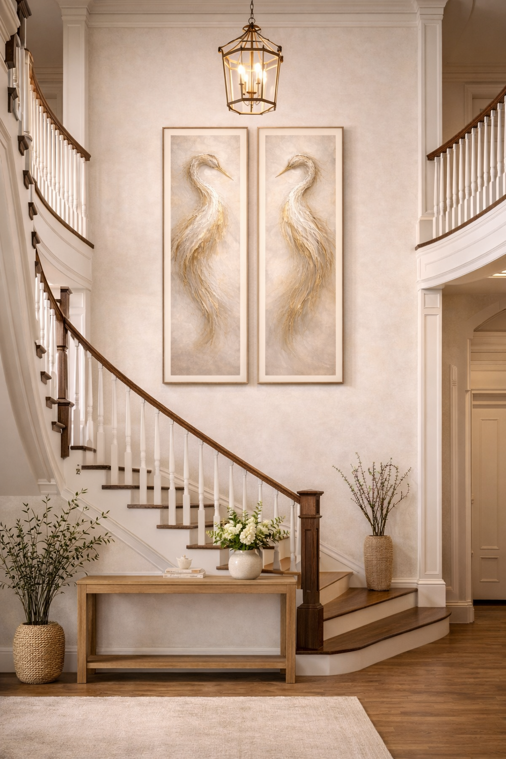 Southern Heirloom Golden Heron Diptych Wall Art Set
