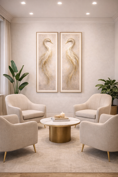Southern Heirloom Golden Heron Diptych Wall Art Set